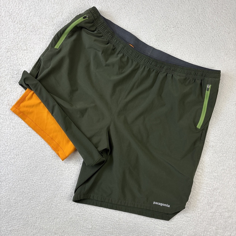 PATAGONIA 'Nine Trails Shorts' Mens XL Gray Lined Lightweight Hiking Zip Pockets